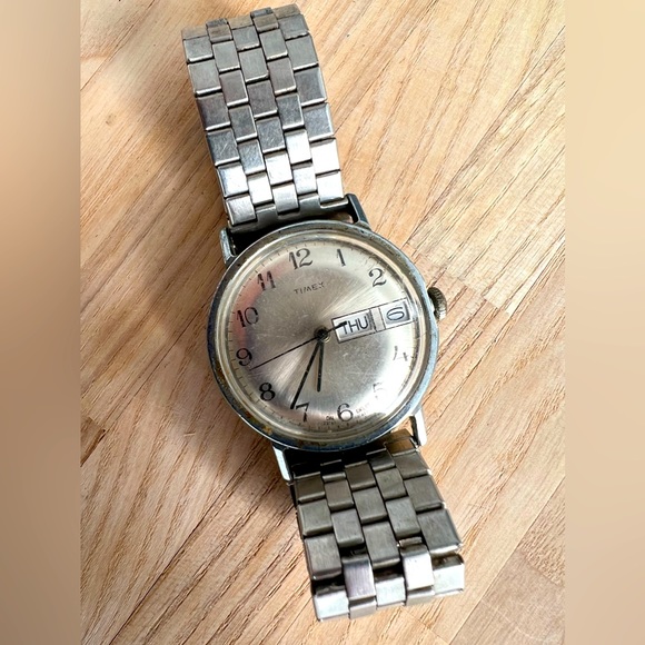 TIMEX Marlin Viscount Vintage Men’s Watch Mechanical Stainless Stretch Band Rare - Picture 4 of 10